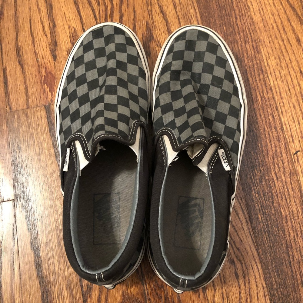 Black and grey checkered vans